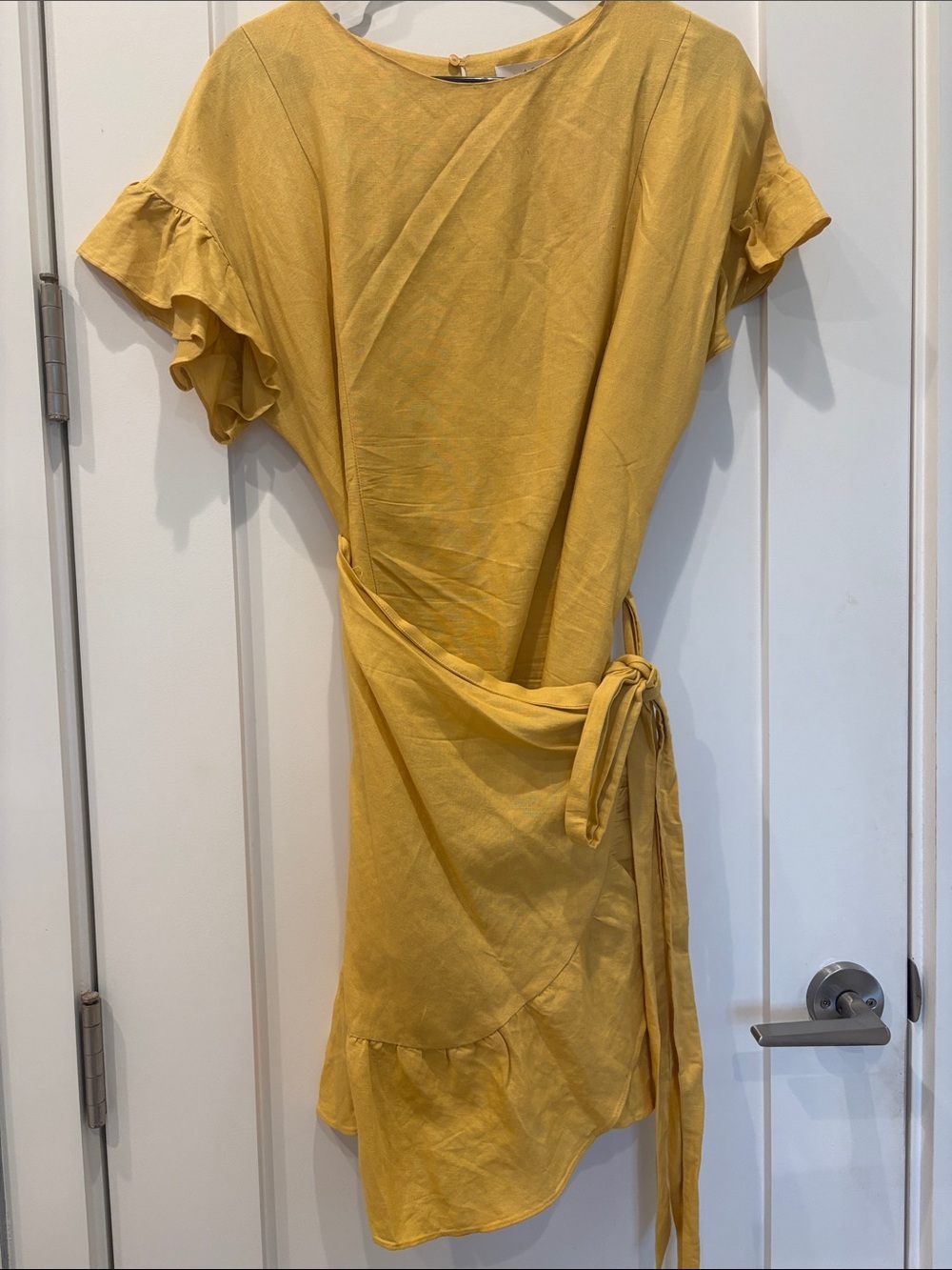 Astr Mustard Wrap Ruffle Mini Dress - Picture 12 of 12